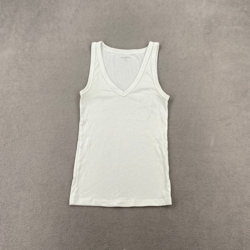 Old Navy First Layer Ribbed V-Neck Tank Top White XS Sleeveless Basic Camisole